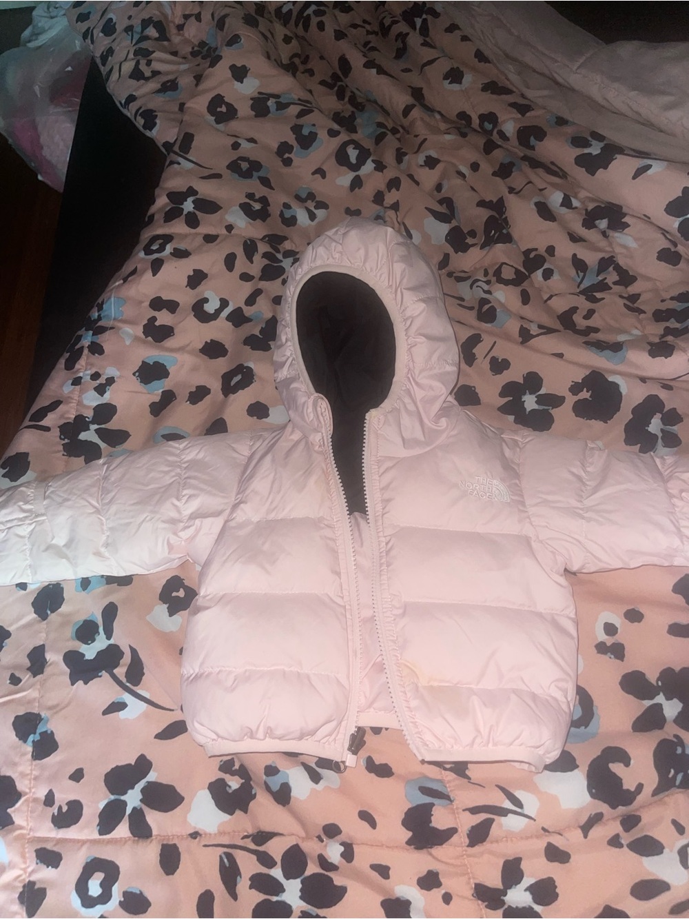 The North Face Baby Light Pink Hooded Puffer Jacket